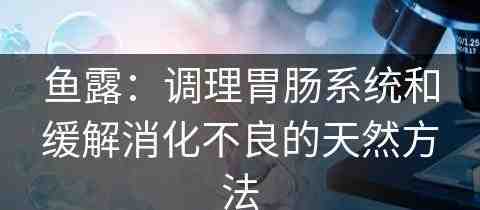 鱼露：调理胃肠系统和缓解消化不良的天然方法